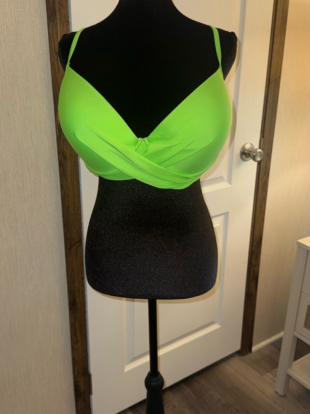 Neon Green Twist-Front Swim Top